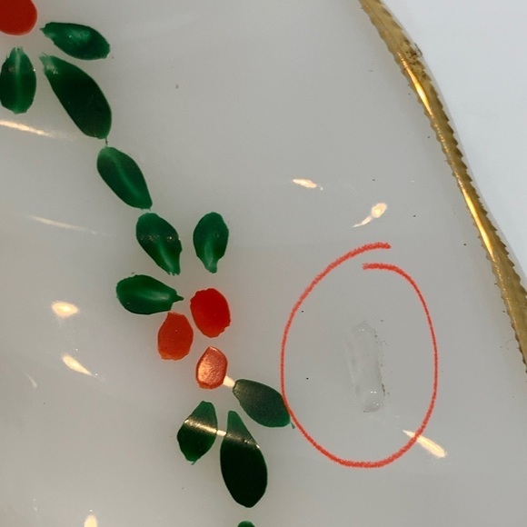 Hand-painted Milk Glass Oval Platter Old Mill Scene 13” x 10” - Picture 5 of 8